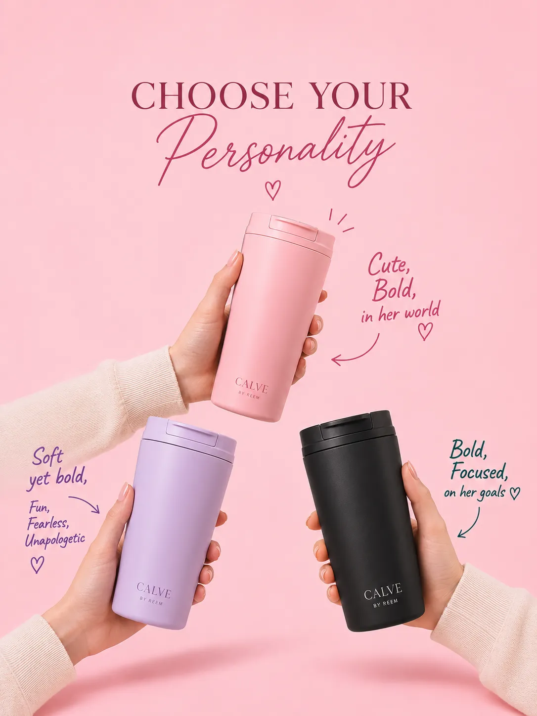 CALVE tumblers in signature colours